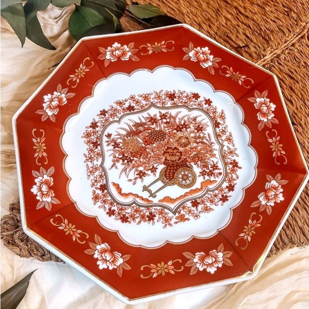 Decorative Japanese‎ Art Plate Red and Gold